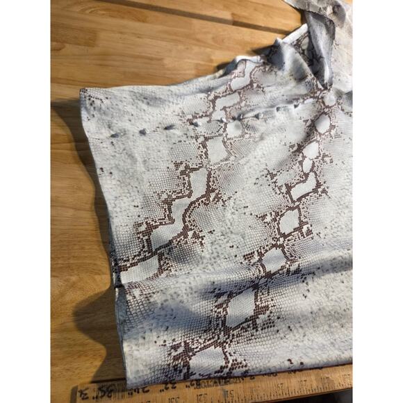 TCEC Snake Print Satin Hi-Lo Bias Cut Skirt Y2k 2000's Large Side Zip Button - Picture 10 of 12